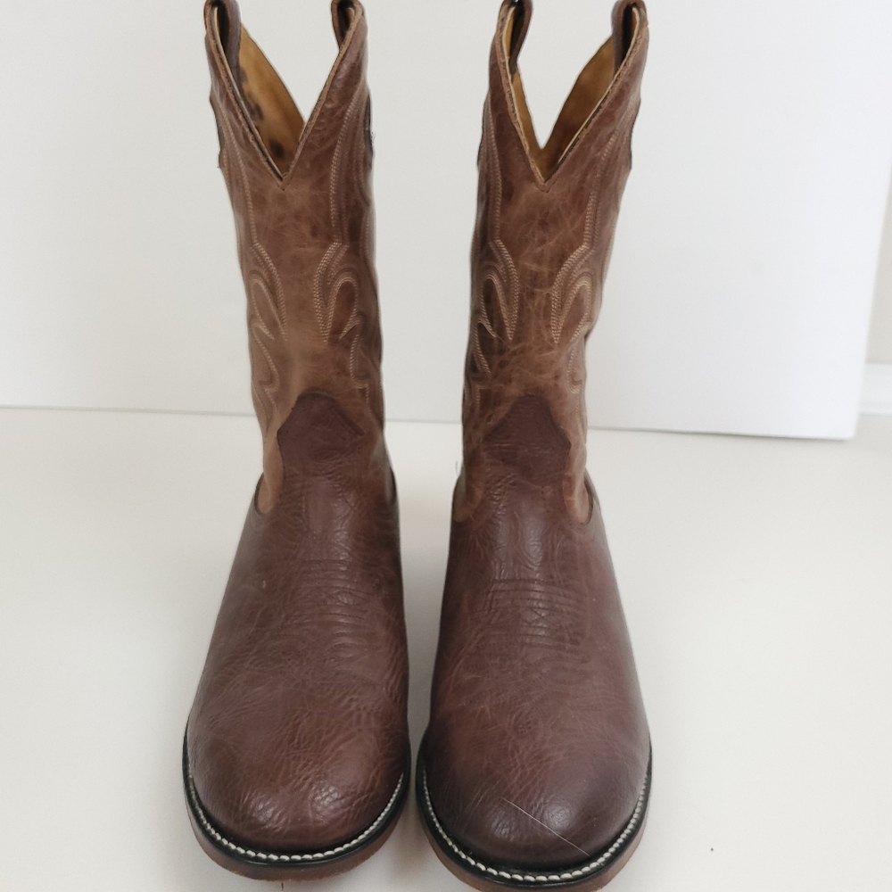 Boulet brown leather cowboy boots, size 8.5 3E - Picture 2 of 8